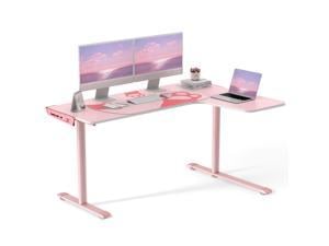 EUREKA ERGONOMIC L Shaped Gaming Desk, 60 Inch Corner Gaming Desk, Large Computer Desk, PC Gaming Desk with Mouse Pad and Cable Management for Gift,Space Saving, Easy to Assemble, Pink Right