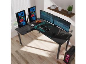 Eureka Ergonomic L-Shaped Corner Desk 60 inch PC Computer Desks, Large Gaming Table with Mouse Pad, Modern Writing Workstation for Home Office Gaming/Working, Black