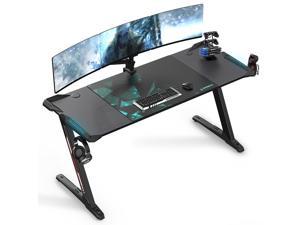 EUREKA ERGONOMIC Z60 Gaming Desk 60 inch Computer Desk Z Shaped Large PC Tables with RGB LED Lights Mouse Pad for E-Sport Racing Gamer Pro Home Office Gift