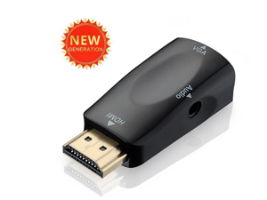 HDMI Male To VGA Female Converter Box Adapter With Audio Cable For PC HDTV + 3.5mm AV Audio Cable For PC Black HDMI Male To VGA Female Converter Box Adapter With Audio Cable For PC HDTV + 3.5mm AV Audio Cable For PC Black
