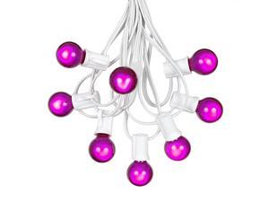 G30 Patio String Lights with 25 Purple Globe Bulbs – Wedding Outdoor String Lights – Market Bistro Café Hanging String Lights – Patio Garden Umbrella Globe Lights - White Wire - 25 Feet