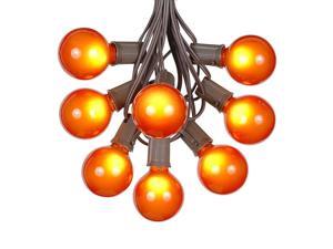 G50 Patio String Lights with 25 Orange Globe Bulbs – Outdoor String Lights – Market Bistro Café Hanging String Lights – Patio Garden Umbrella Globe Lights - Brown Wire - 25 Feet