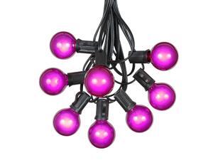 G40 Patio String Lights with 25 Purple Globe Bulbs – Outdoor String Lights – Market Bistro Café Hanging String Lights – Patio Garden Umbrella Globe Lights - Black Wire - 25 Feet