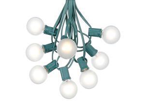 G40 Patio String Lights with 25 Frosted Globe Bulbs – Outdoor String Lights – Market Bistro Café Hanging String Lights – Patio Garden Umbrella Globe Lights - Green Wire - 25 Feet