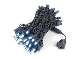 Novelty Lights 100 Light LED Christmas Mini Light Set, Outdoor Lighting Party Patio String Lights, Pure White, Black Wire, 50 Feet