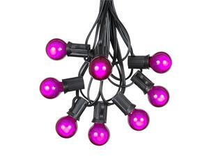 G30 Patio String Lights with 125 Purple Globe Bulbs – Outdoor String Lights – Market Bistro Café Hanging String Lights – Patio Garden Umbrella Globe Lights - Black Wire - 100 Feet
