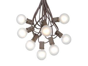 G40 Patio String Lights with 25 Frosted Globe Bulbs – Outdoor String Lights – Market Bistro Café Hanging String Lights – Patio Garden Umbrella Globe Lights - Brown Wire - 25 Feet