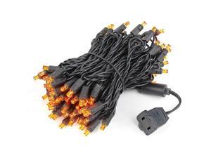 Novelty Lights 100 Light LED Christmas Mini Light Set, Outdoor Lighting Party Patio String Lights, Orange, Black Wire, 34 Feet