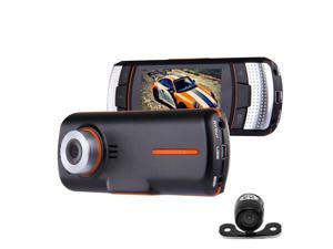 A1 Car DVR Camera 2.7 inch LCD Full HD 1080P 2 Cameras 170 Degree Wide Angle Viewing, Support Night Vision / Motion Detection / TF Card / HDMI / G-Sensor- 1Pack