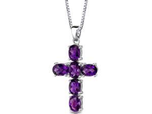 Radiant Glory: Sterling Silver 4.50 carats Oval Shape Checkerboard Cut Amethyst CROSS Pendant with 18 inch Silver Necklace and Radiant Glory: Sterling Silver 4.50 carats Oval Shape Checkerboard Cut Amethyst CROSS Pendant with 18 inch Silver Necklace and