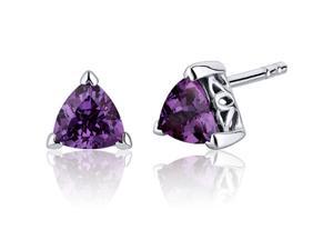 Oravo SE8012 2.00 Carats Alexandrite Trillion Cut V Prong Stud Earrings in Sterling Silver Oravo SE8012 2.00 Carats Alexandrite Trillion Cut V Prong Stud Earrings in Sterling Silver