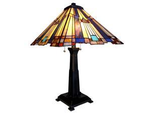 CHLOE Lighting FLARE Tiffany-style 2 Light Mission Table Lamp 15" Shade