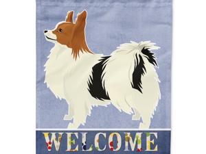 Carolines Treasures CK3612GF Papillon Welcome Garden Size Flag Carolines Treasures CK3612GF Papillon Welcome Garden Size Flag