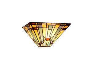 Handcrafted Mission Style Wall sconce with Cut Glass Shade, Black