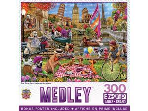 masterpieces medley puzzles collection - dog gone days 300 piece ez grip jigsaw puzzle