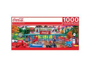 1000 piece jigsaw puzzle for adult, family, or kids - coca-cola stop n sip by masterpieces - 13" x 39" - family owned american puzzle company