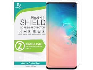 (2-Pack) RinoGear Screen Protector for Samsung Galaxy S10 Screen Protector (Fingerprint ID Compatible) Case Friendly Accessories Flexible Full Coverage Clear TPU Film