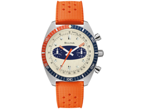 Bulova 98A254 Chronograph A Steel 40.5mm Orange Rubber Quartz Men's Watch Bulova 98A254 Chronograph A Steel 40.5mm Orange Rubber Quartz Men's Watch
