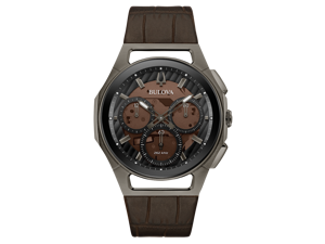 Bulova Curv 98A231 Gray Stainless Steel 44mm Brown Leather Quartz Men's Watch Bulova Curv 98A231 Gray Stainless Steel 44mm Brown Leather Quartz Men's Watch