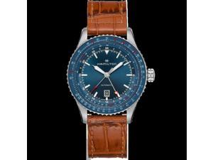 H76715540 Khaki Aviation Converter GMT Blue Dial 44mm Steel Leather Pilot's Automatic Men's Watch