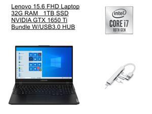 New Lenovo Legion 15.6 FHD Laptop | i7-10750H Processor | GTX1650Ti  | 32G RAM | 1TB SSD | Backlit Keyboard | Windows 10 Home  | Bundle with USB3.0 HUB