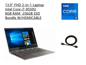 New Lenovo 13.9" FHD 2-in-1 Touchscreen Laptop | Intel Core i7-8550U Processor | 8GB RAM | 256GB SSD | Windows 10 Home | Backlit Keyboard | Fingerprint | Bronze | Bundle with HDMI Cable
