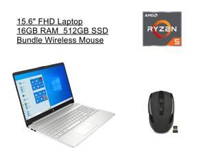 New HP 15.6" FHD Laptop | AMD Ryzen 5 5500U Processor | 16GB RAM | 512GB SSD | Silver | Windows 10 Home | Bundle with Wireless Mouse New HP 15.6" FHD Laptop | AMD Ryzen 5 5500U Processor | 16GB RAM | 512GB SSD | Silver | Windows 10 Home | Bundle with Wireless Mouse