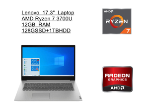 New Lenovo IdeaPad 17.3" HD+ Laptop | AMD Ryzen 7 3700U Processor | AMD Radeon Vega 10 Graphics | 12GB RAM | 128G SSD + 1TB HDD | Windows 10 Home | Fingerprint reader
