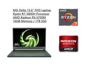 New MSI Delta 156 FHD Laptop  Ryzen R75800H Processor  AMD Radeon RX 6700M Graphics  16GB Memory  1TB SSD  Backlit Keyboard  Black