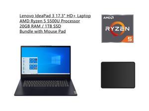New Lenovo IdeaPad 3 17.3" HD+ Premium Laptop | AMD Ryzen 5 5500U Six-Core Processor | 20GB RAM | 1TB SSD | AMD Radeon 7 Graphics | Windows 10 Home | Bundle with Mouse Pad