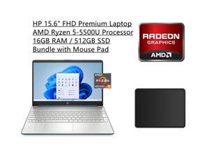 New HP 15.6" FHD Anti-Glare Premium Laptop | AMD Ryzen 5-5500U Processor | 16GB RAM | 512GB SSD | AMD Radeon Graphics | WiFi | Windows 10 Home | Bundle with Mouse Pad