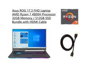 New Asus ROG 173 FHD Laptop  AMD Ryzen 7 4800H Processor  32GB Memory  512GB SSD  Nvidia GeForce RTX 3060  Backlit Keyboard  Windows 10 Home  Gray  Bundle with HDMI Cable