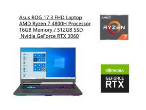 New Asus ROG 173 FHD Laptop  AMD Ryzen 7 4800H Processor  16GB Memory  512GB SSD  Nvidia GeForce RTX 3060  Backlit Keyboard  Windows 10 Home  Gray