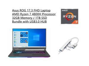 New Asus ROG 173 FHD Laptop  AMD Ryzen 7 4800H Processor  32GB Memory  1TB SSD  Nvidia GeForce RTX 3060  Backlit Keyboard  Windows 10 Home  Gray  Bundle with USB30 HUB