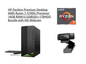 New HP Pavilion Gaming Premium Desktop  AMD Ryzen 75700G 8Core Upto 38GHz Processor  16GB RAM  512GBSSD1TBHDD  AMD Radeon Graphics  Windows 11 Home  Keyboard and Mouse Bundle with HD Webcam