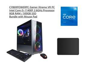 New CYBERPOWERPC Gamer Xtreme VR Gaming Desktop | Intel Core i5-11400F 2.6GHz Processor | 8GB RAM | 500GB SSD | GeForce RTX 2060 6GB |  WiFi Ready | Win 11 Home | Bundle with Mouse Pad