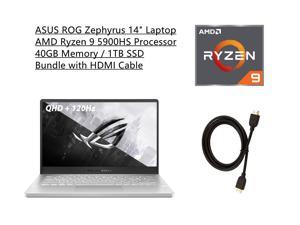New ASUS ROG Zephyrus 14" QHD Premium Gaming Laptop | AMD 8-Core Ryzen 9 5900HS Processor | 40GB RAM | 1TB SSD | NVIDIA RTX 3060 | Backlit Keyboard | Windows 10 | Bundle with HDMI Cable