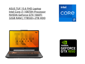 New ASUS TUF 156 FHD Laptop  Intel Core i710870H Processor  32GB RAM  1TB SSD 2TB HDD  NVIDIA GeForce GTX 1660Ti  RGB Backlit Keyboard  Windows 10 Home