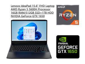 New Lenovo IdeaPad Gaming 3 15.6" FHD 120Hz Laptop | AMD Ryzen 5 5600H Processor | NVIDIA GeForce GTX 1650 | 16GB Memory | 512GB SSD+1TB HDD | Windows 11 Home | Shadow Black