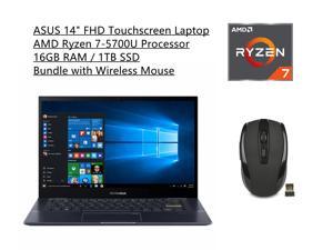 New ASUS VivoBook 14" FHD Touchscreen 2-1 Laptop | AMD Ryzen 7-5700U Processor | 16GB Memory | 1TB SSD | AMD Radeon Graphics | Backlit Chiclet Keyboard | Windows 10 Home | Bundle with Wireless Mouse