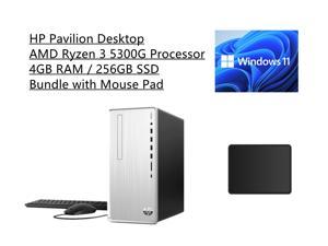 New HP Pavilion Desktop | AMD Ryzen 3 5300G Processor | AMD Radeon Graphics | 4GB RAM | 256GB SSD | Windows 11 Home | Wired Mouse and Keyboard Combo | Bundle with Mouse Pad