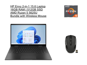 2022 Newest HP Envy X360 2-in-1 15.6" FHD IPS Touch-Screen Laptop | AMD Ryzen 5 5625U (Beat i7-1165G7) | 16GB RAM | 512GB SSD | Backlit Keyboard | Windows 11 Home | Bundle with Wireless Mouse