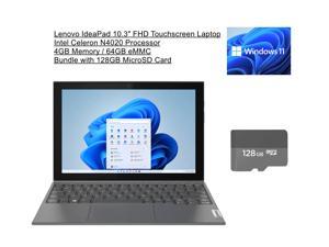 New Lenovo IdeaPad 103 FHD Touchscreen Tablet  Intel Celeron N4020 Processor  4GB Memory 64GB eMMC  Windows 11 in S Mode  Keyboard Bundle with 128GB MicroSD Card