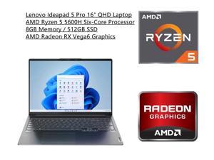 New Lenovo Ideapad 5 Pro 16 25K QHD 2560 x 1440 IPS Laptop  AMD Ryzen 5 5600H SixCore Processor  AMD Radeon RX Vega6 Graphics  8GB Memory  512GB SSD  Backlit Keyboard  Windows 11 Home