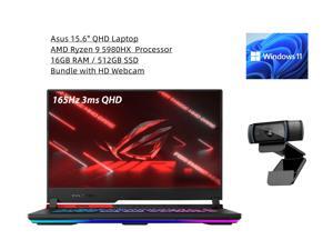 New Asus ROG Strix 15.6" QHD Gaming Laptop | AMD Ryzen 9 5980HX  Processor | Radeon RX 6800M | 16GB RAM | 512GB SSD | Windows 11 Home | Backlit Keyboard | Bundle with HD Webcam