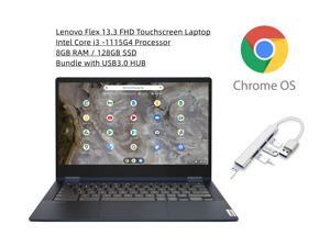 Lenovo Flex 5i Chromebook 13.3" FHD 2-in-1 Touchscreen Laptop | Intel Core i3 -1115G4 Processor | 8GB RAM | 128GB SSD | ChromeOS | Blue | Bundle with USB3.0 HUB