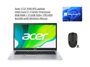 Acer Aspire 5 17.3" FHD IPS Laptop | Intel Core i7-1165G7 Processor  Intel Iris Xe Graphics | 8GB RAM | 512GB SSD+1TB HDD | Backlit Keyboard | Fingerprint | Windows 11 Home | Bundle with Wireless Mous
