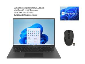 LG Gram 14 IPS LCD WUXGA Laptop  12thGen Intel Core i71260P Processor  Intel Iris Xe Graphics  16GB RAM  512GB SSD  Backlit Keyboard  Fingerprint  Windows 11 Home  Bundle with Wireless Mouse