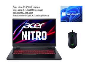 New Acer Nitro 5 17.3" FHD IPS 144Hz Gaming Laptop | Intel Core i5-12500H Processor | NVIDIA GeForce RTX 3050 | 16GB RAM | 1TB SSD | RGB Backlit Keyboard | Windows 11 Home | Bundle Wired Gaming Mouse