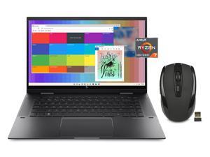 New HP Envy X360 2in1 156 FHD Touchscreen Laptop  AMD Ryzen 7 5825U Processor  8GB RAM  512GB SSD  AMD Radeon Graphics  Backlit Keyboard  Fingerprint ReaderBundle with Wireless Mouse